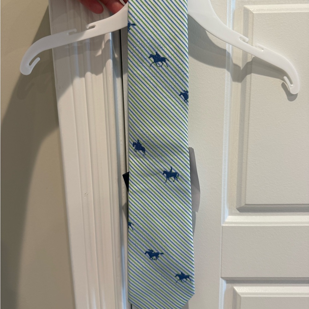 Tommy Hilfiger Blue & Green Horse Striped Tie